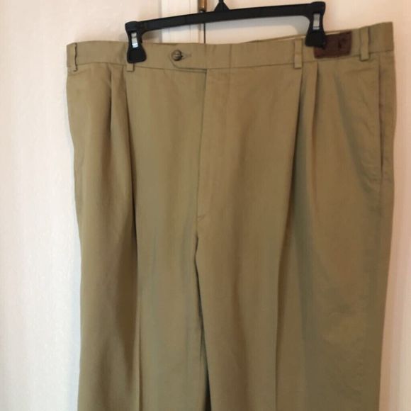 Robert Amerigo Mens Dress Pants Beige Slash Pockets Pleated Front Cotton 40x28.5 - Picture 2 of 6